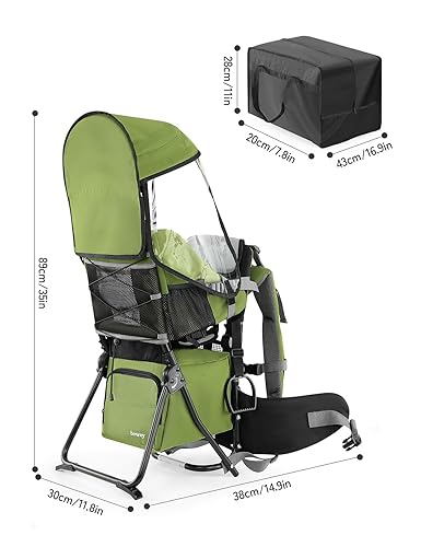 Miniatura 9 de besrey Mochila transportadora para bebé, mochila de senderismo para niños pequeños con asiento de seguridad de 3 alturas, correas ajustables y