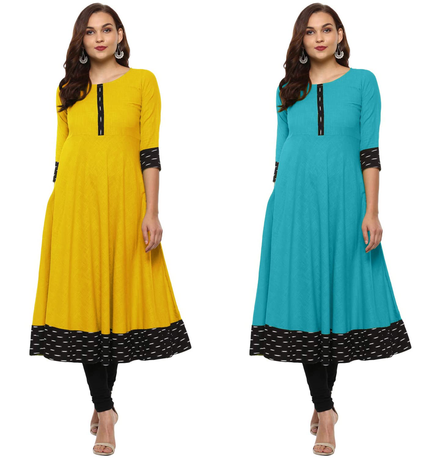 NATEK Women Cotton anarkali kurti combo pack of 2