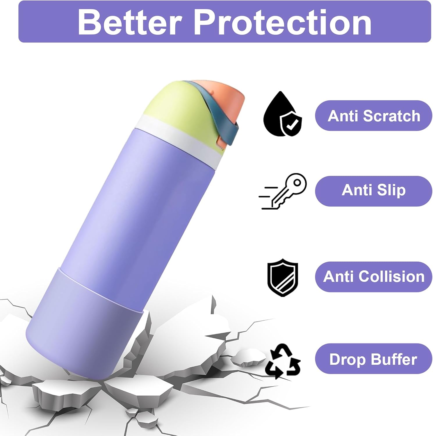 Silicone Boot for Owala Water Bottle, 2PCS Anti-Slip Protective Sleeve for FreeSip/Twist/Flip Water Bottles, BPA Free, Dishwasher Safe, Bottom Bumper Cover Cup Accessories - Image 3