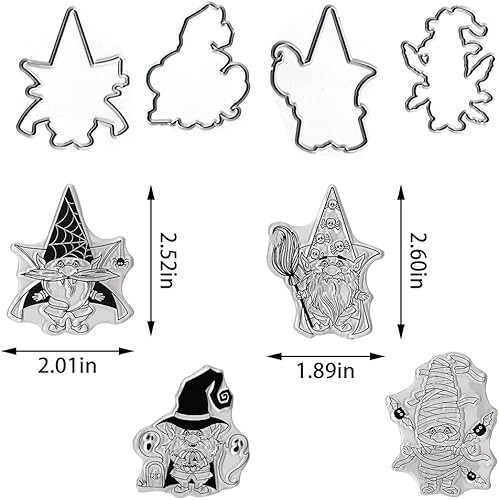 Miniatura 2 de Gnomos de Halloween, sellos transparentes y troqueles para hacer tarjetas, sellos de goma fantasma de Halloween, elfos, gnomos, juegos de troqueles