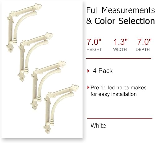 Miniatura 106 de NACH Soportes decorativos para estantes, paquete de 2 soportes de estante de hierro fundido de metal antiguo de 9.6 x 1.7 x 9.6 pulgadas, soportes