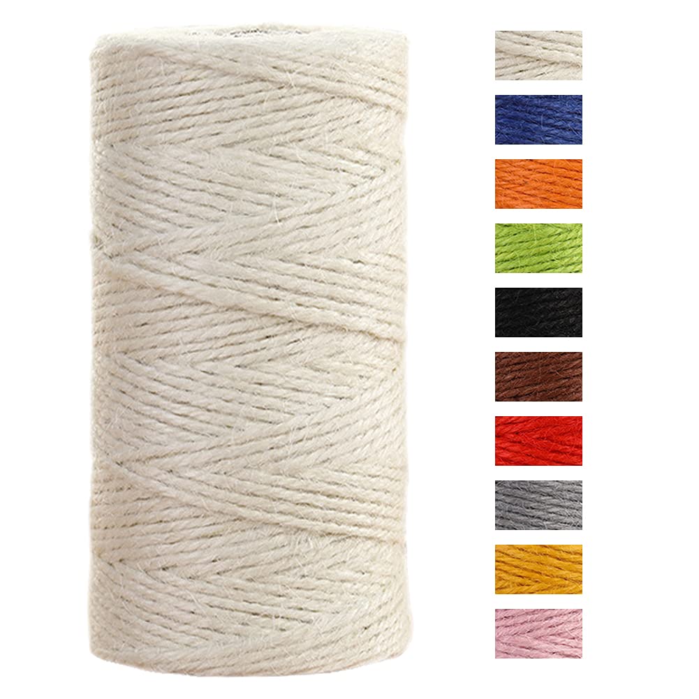 Jeogyong White Jute Twine String 2Mm X 100M Natural Coloured Jute String 3-Ply Garden Twine Kitchen Cord Thick Jute Rope For Decoration Floristry, Diy Arts & Crafts, Bundling, Wrapping Gifts (White)