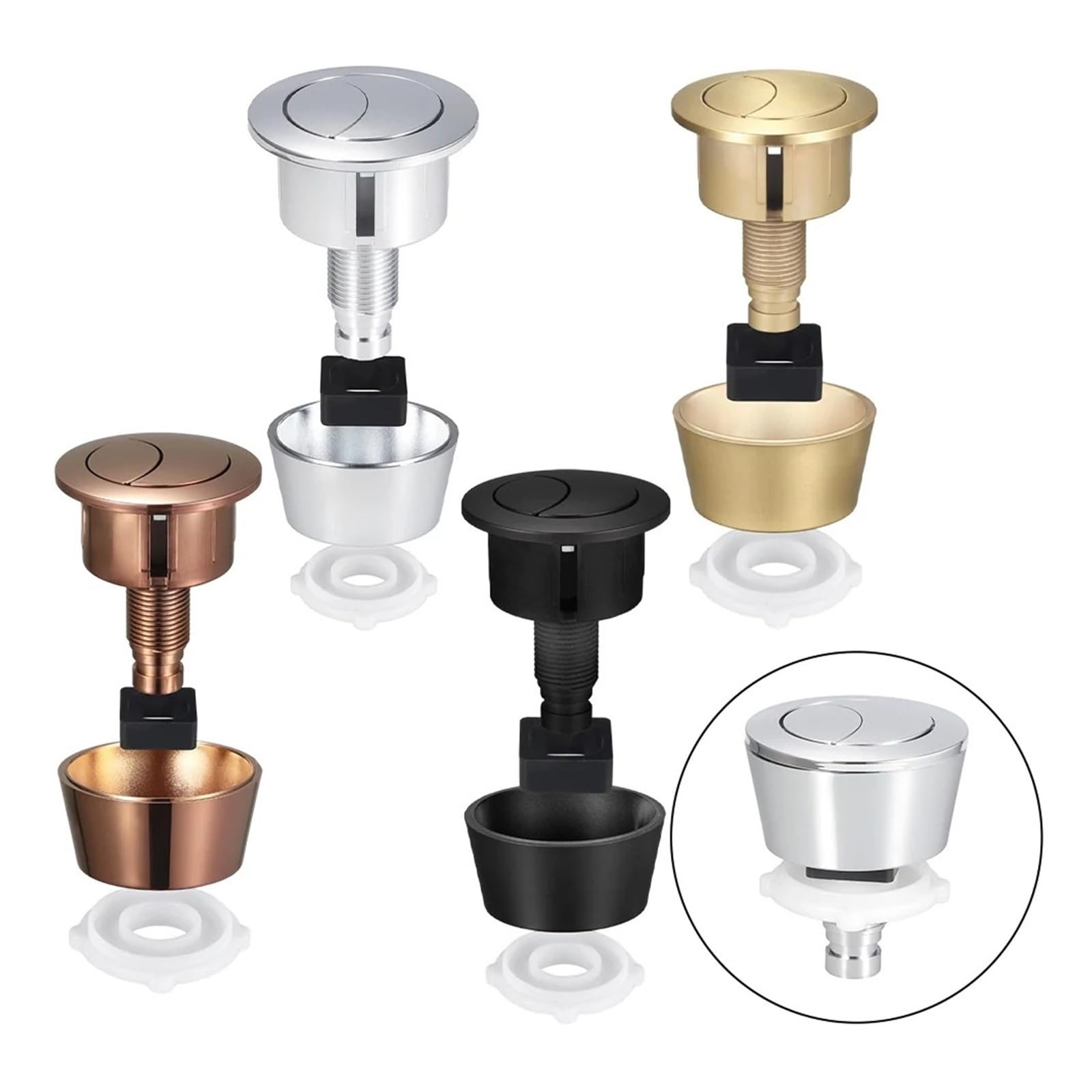 Kit de botón de descarga de inodoro, reemplazo de válvula Dual for tanque con agujeros de tapa de cisterna de 20mm y 40mm(Rose gold)