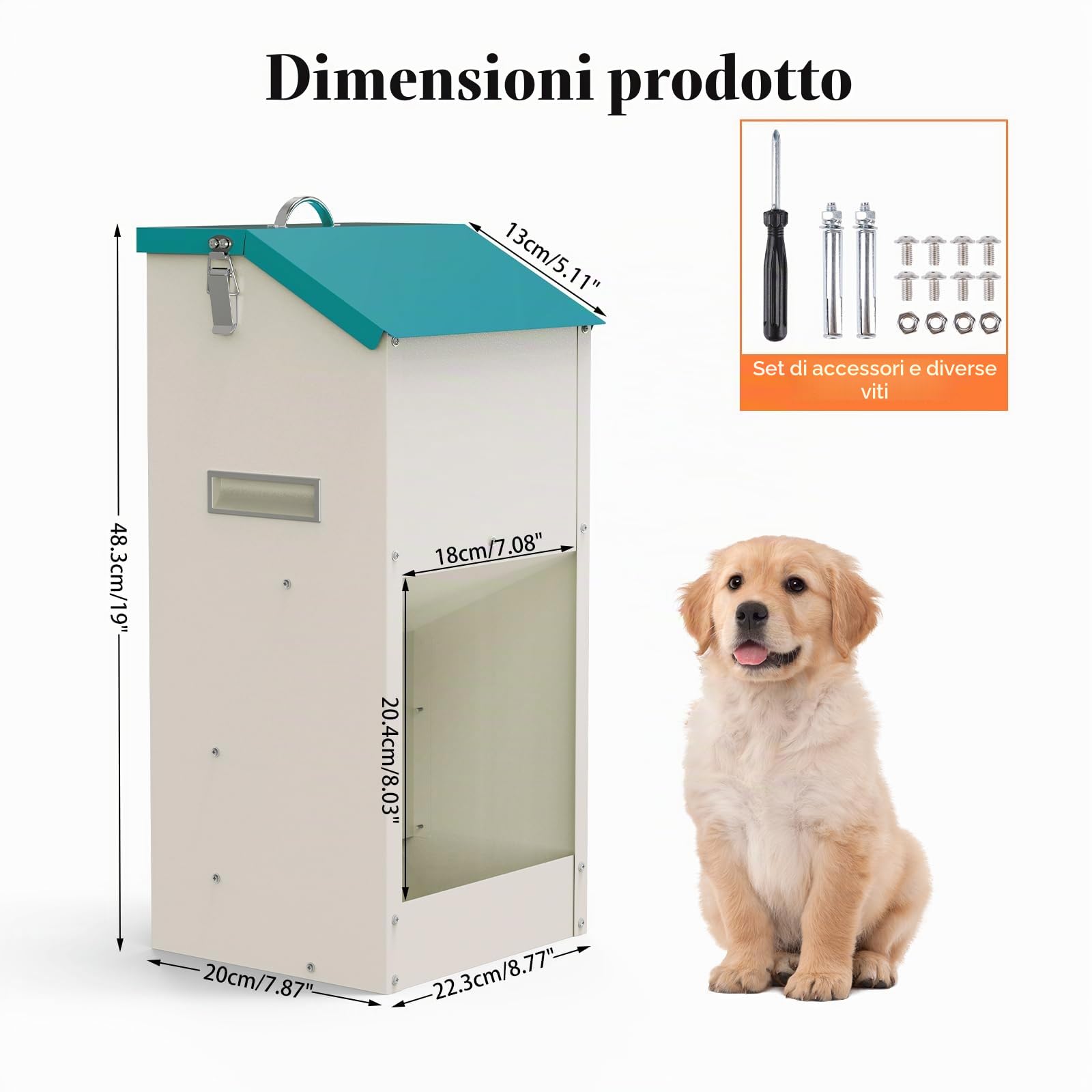 Svauouumu Alimentatore Automatico Per Cani 6 Kg Alimentatore Automatico Per Gatti Gravity Metal Alimentatore Per Cani Con Coperchio Per Cuccioli Gatti, Cuccioli