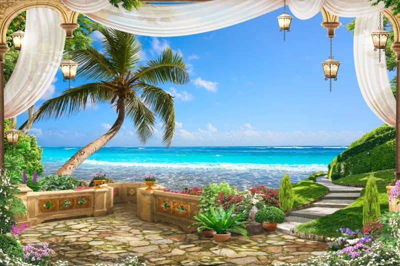 Toile de fond de plage d'été grand format 3x2,4m sans reflets pour studio