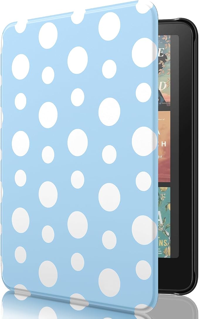 MoKo Funda para 7" Kindle Paperwhite 12ª Gen& Colorsoft 2024,Azul Lunares | Carcasa Ligera, Activación/Suspensión Automática, Resistente al Agua, para Kindle Paperwhite 12ª Gen& Kindle Colorsoft 1st