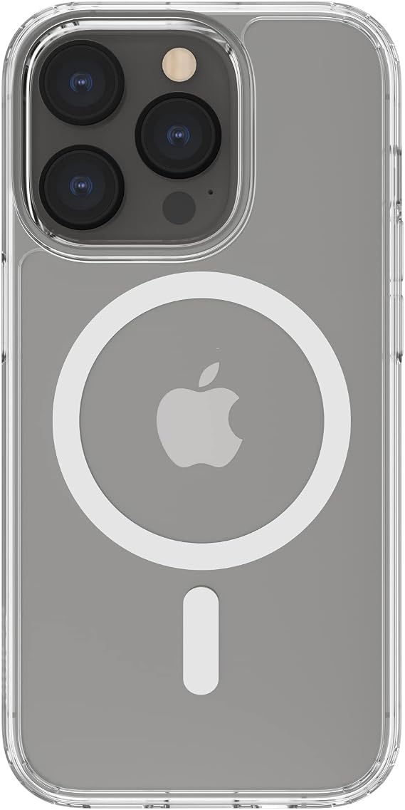 Belkin SHEERFORCE™ MagSafe iPhone 14 Pro için Uyumlu Telefon Kılıfı, İşlenmiş Kaplama, Dahili Mıknatıslar ve Ekran ve Kamera Koruması için Yükseltilmiş Kenar Tamponu - Şeffaf
