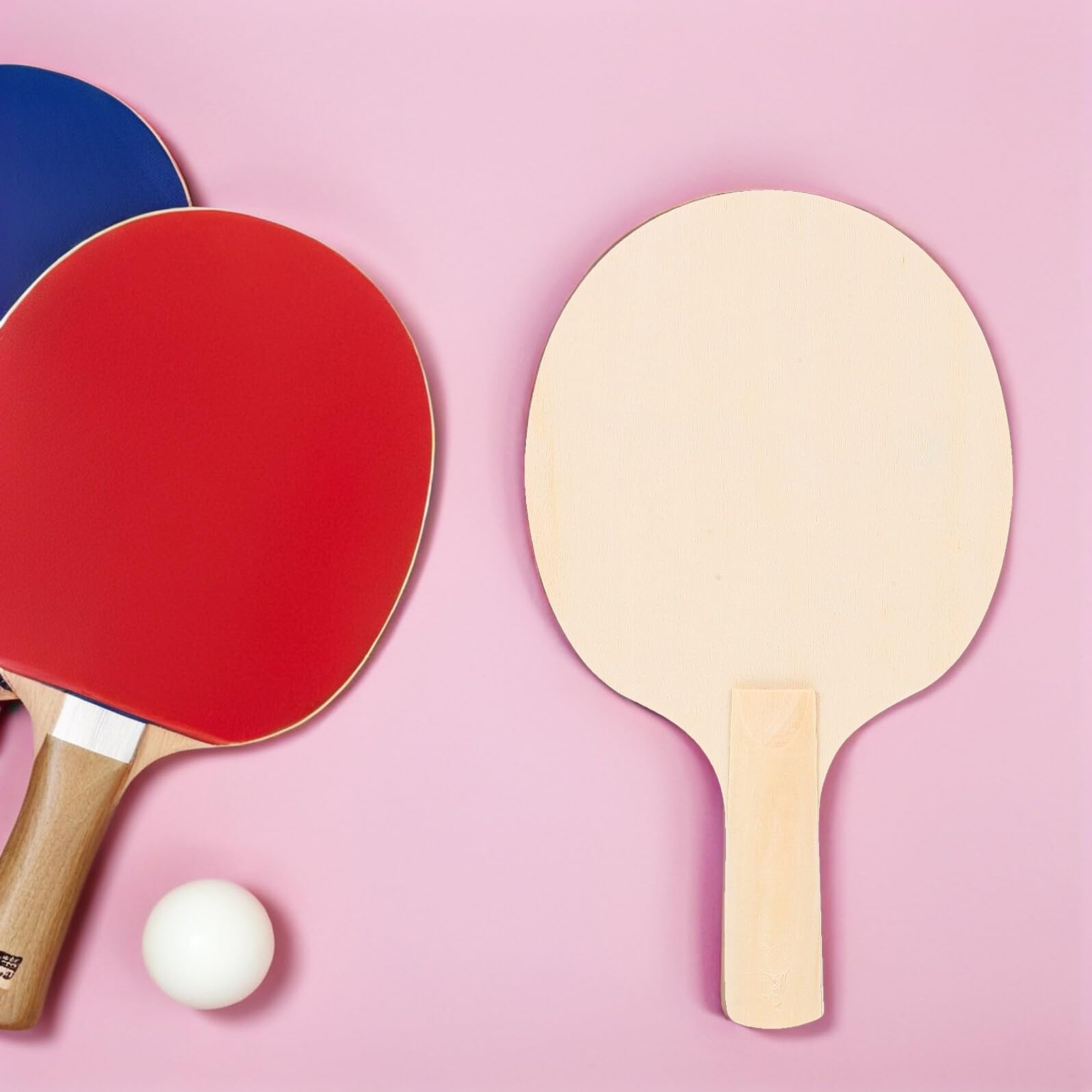 Racchetta da Ping Pong in Legno Grezzo 10 Pezzi, Beige