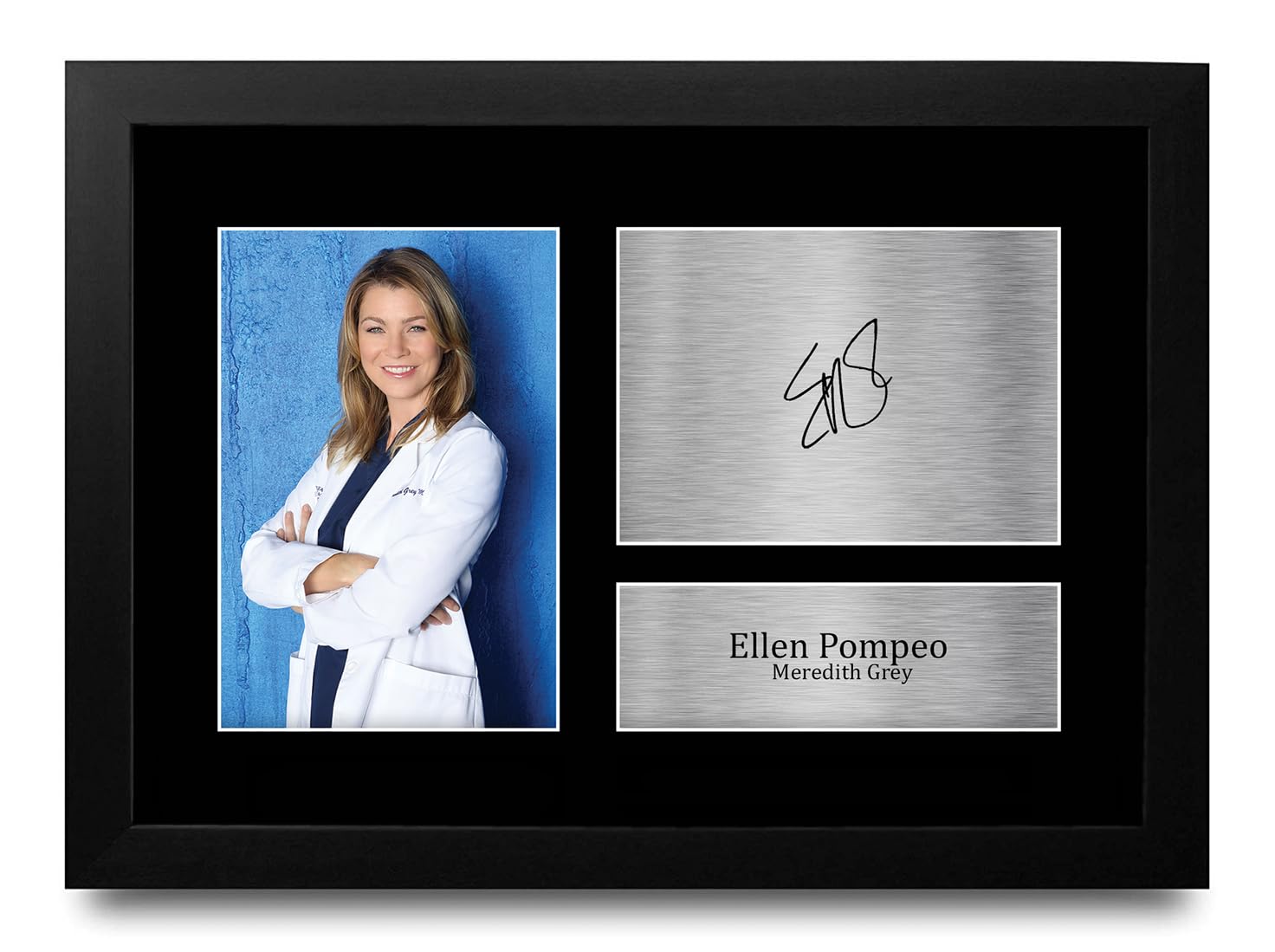 HWC Trading FR A4 Ellen Pompeo Grey's Anatomy Meredith Grey Gifts Printed Signed Autograph Picture for TV Show Fans - A4 Framed