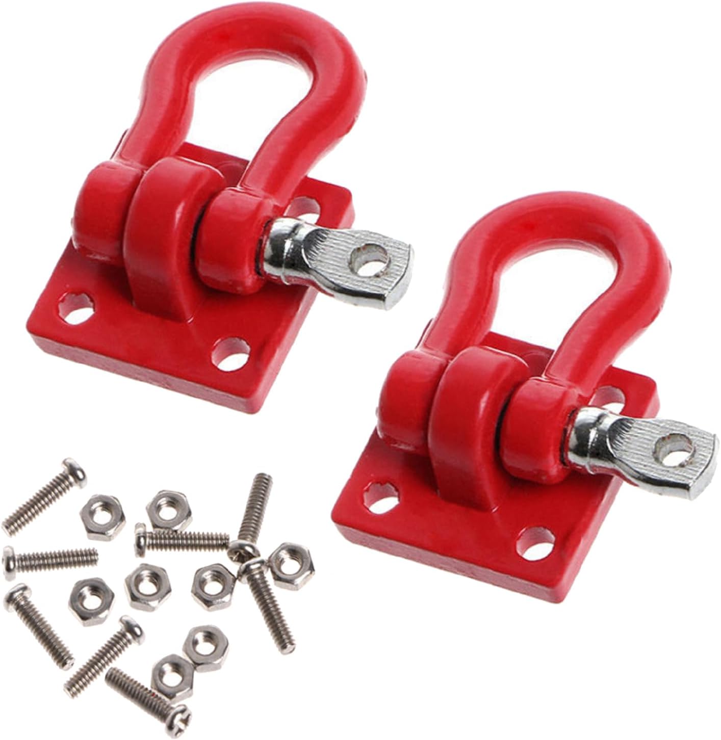ShareGoo Metal RC Crawler Trailer Tow Hook Hooks Buckle Winch Shackles RC Decorations Accessories Compatible with 1/10 Scale RC Crawler Truck TRX4 D90 SCX10 Climbing Car (Red)