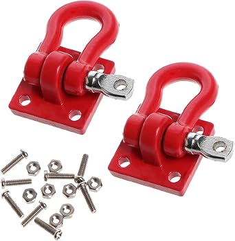 Share Goo Metal Climbing Trailer Tow Hook Buckle Winch Shackle Accessories for 1/10 Scale RC Crawler Truck D90 SCX-10 Climbing Car Red