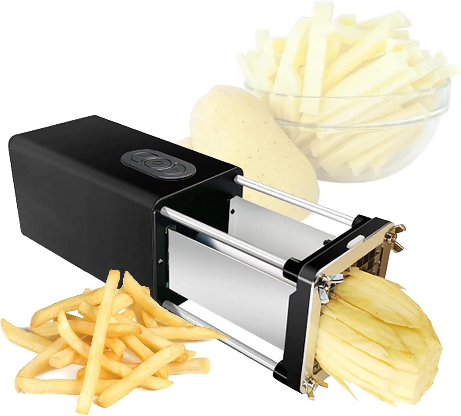 asdchZen Electric Vegetable Cutter, Automatic Slicer For Potatoes, Carrots, And Cucumbers, Large Capacity Kitchen Tool,Black,Black
