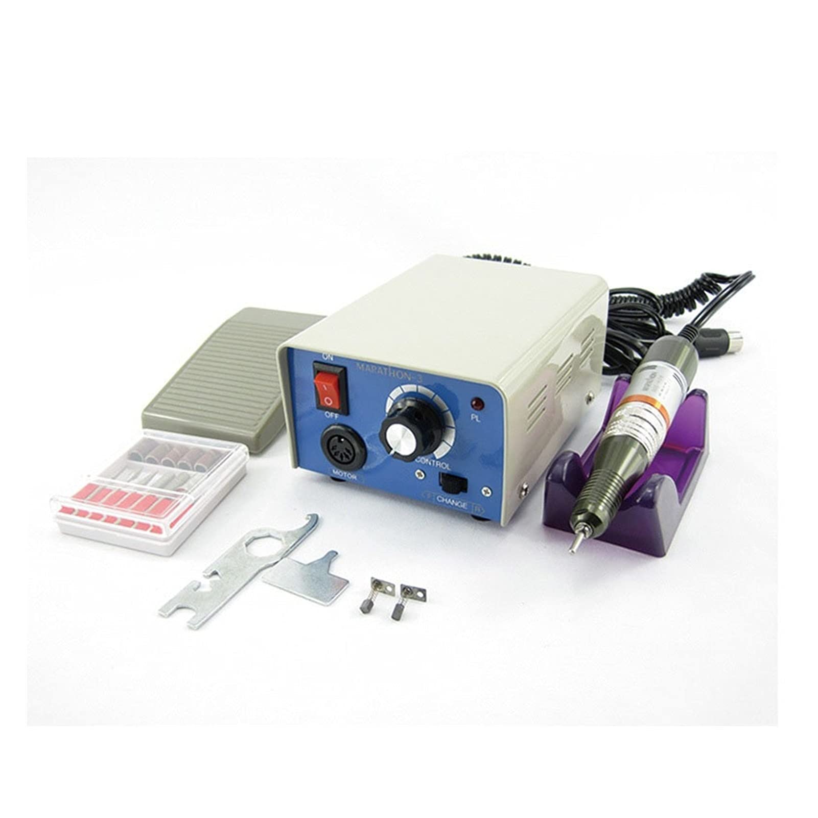 Lima per Unghie elettrica Fresa per Unghie elettrica 35000 Giri/min Strong 210 Fresa per Unghie Professionale per Manicure 65w Manipolo 6 Punte Set SIMINAIL