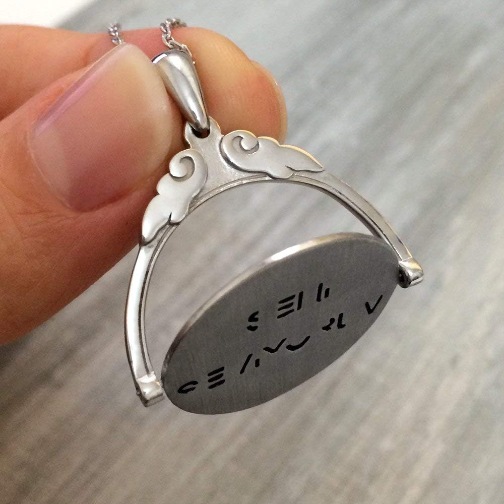 Spinner necklace Flip necklace, Secret words spinning necklace, silver flipping necklace, secret message necklace