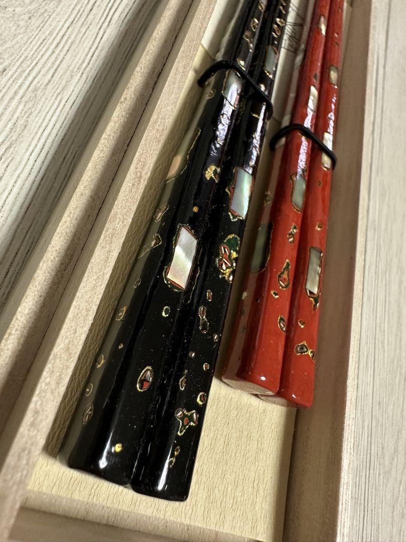 夫婦箸箸蔵まつかん桐箱入伝統工芸士 古井正弘作桐箱夫婦置貝高級箸