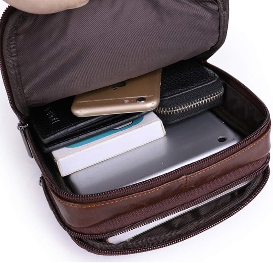 Hebetag Small Leather Sling Shoulder Bag Messenger Pack for Men Women Outdoor Travel Business - Image 7