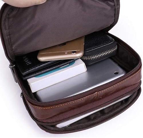 Miniatura 7 de Hebetag Bolso bandolera de cuero pequeño para hombres y mujeres, para viajes al aire libre, negocios