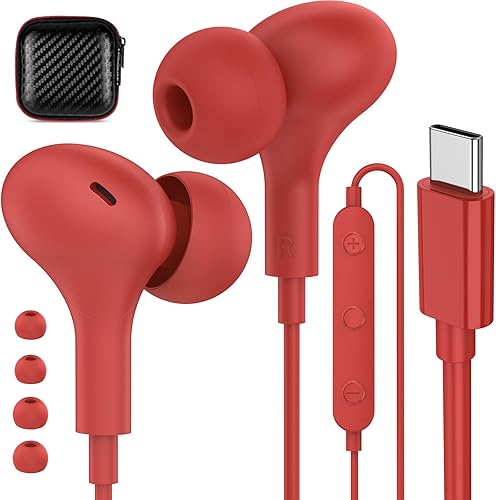Miniatura 12 de Auriculares USB C para iPhone 17/16/15 Samsung S25/S24 Auriculares con cable con micrófono para Galaxy S23 S22 S21 S20 FE Auriculares intrauditivos