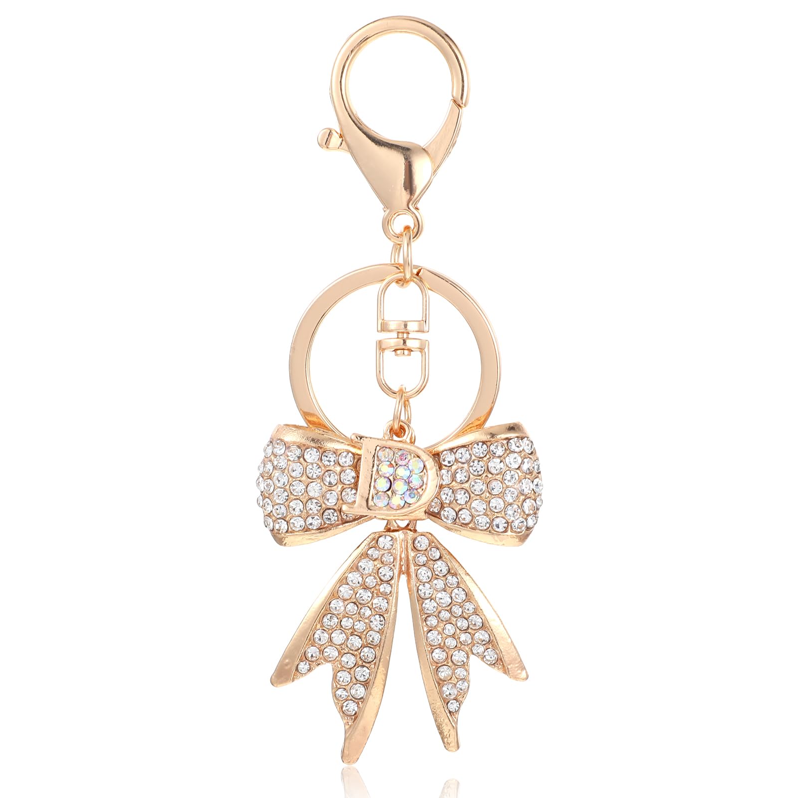 Gold Bow Keychain Rhinestone Bag Charms for Handbags Shiny Purse Charms Keychain for Girls Women Aesthetic Key chain for Car Key Purse Bags Handbags Backpacks