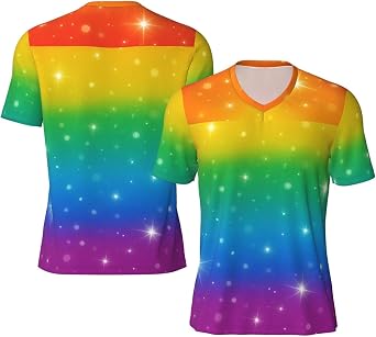 Stylish Athletic Sports Jersey Fantasy LGBT Rainbow Mens Rugby Jersey