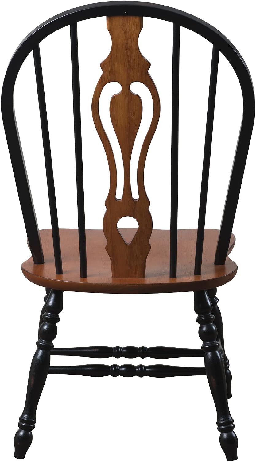 Sunset Trading Black Cherry Selections Dining Chair, Multicolor | Two Tone Antique Black/Cherry, Distressed Solid Wood, Queen Anne Farmhouse Style, Fully Assembled