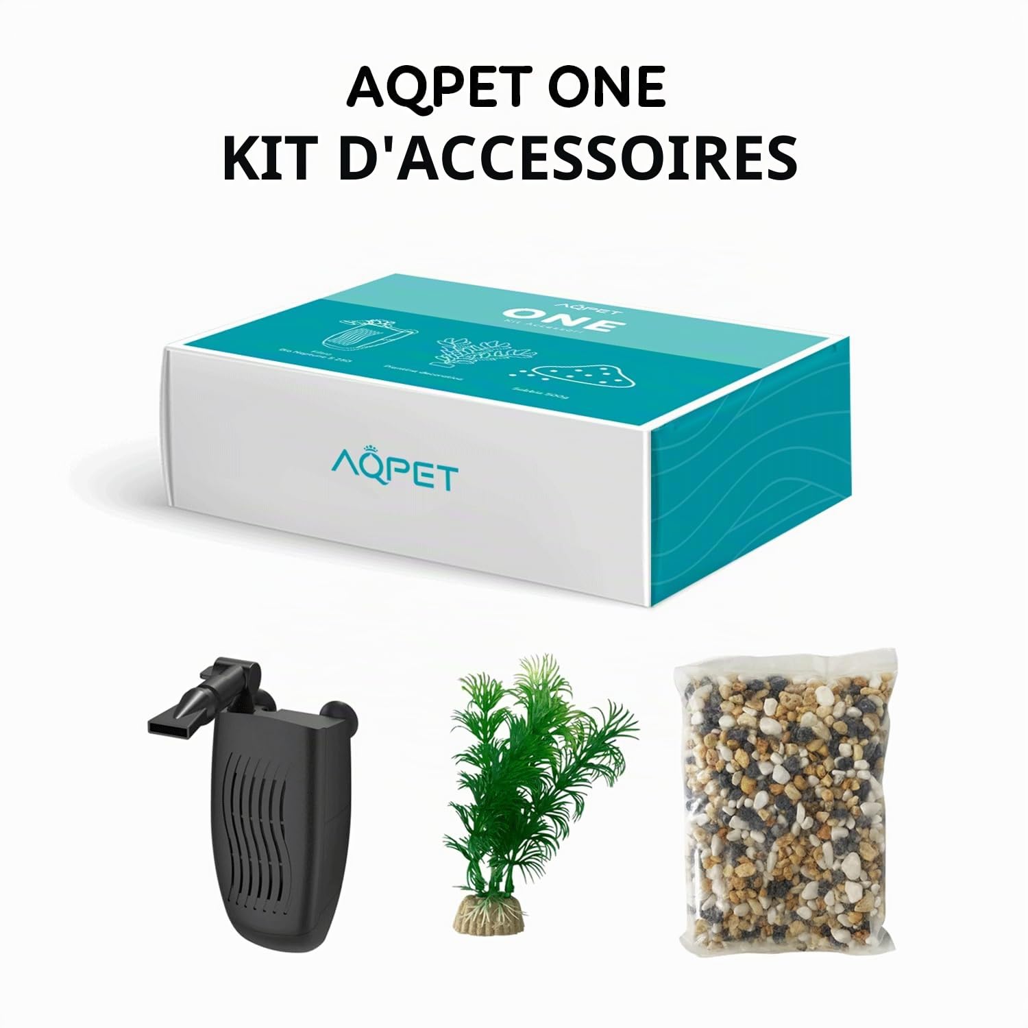 Aquarium en verre ONE avec accessoires filtre à sable décor couleur noire 20 litres
