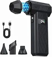 Longzhuo Soprador De Ar Comprimido Elétrico Super Potente De 120.000 Rpm, Com 4 Velocidades Ajustáveis, Display Led E 4 Bicos. Recarregável, Ideal Para Limpeza De Teclados, Pcs, Carros E Residências.