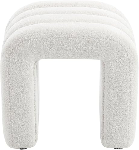 Miniatura 10 de Flouki Taburete otomano con canal acolchonado, pequeño banco otomano para entrada, taburete moderno, reposapiés tapizado, asiento adicional para