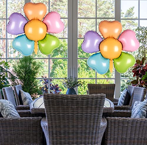 2 Pcs Daisy Balloons 38 Inch Huge Flower Balloons Foil Mylar Macaron Pastel Floral Balloons For Groovy Boho Baby Shower Daisy Themed Birthday Party Decoration Supplies #TOP5