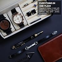 Vista 3 de Reloj de viaje y funda para gemelos estilo rollo negro carbono