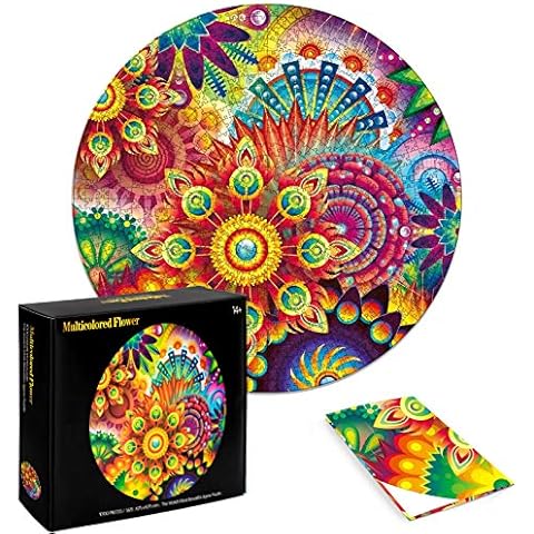 FALUCKYY 1000 Piece Jigsaw Puzzles, Round Jigsaw Puzzles for Adults and Kids Difficult Large Jigsaw Intellectual Educational Game Learning Decompression Toys/Gift/Decoration-Flower Cover