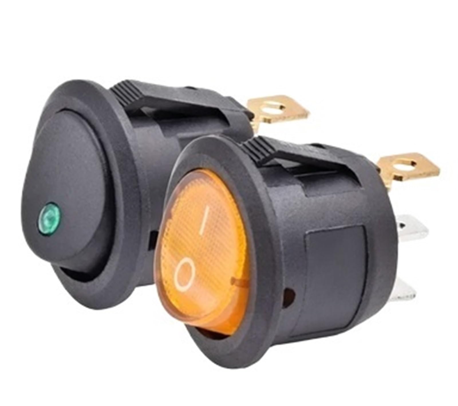 Interruttore a bilanciere Rotondo KCD1-101 da 20 mm ON off metà(Round DOT Light,12V,Red)