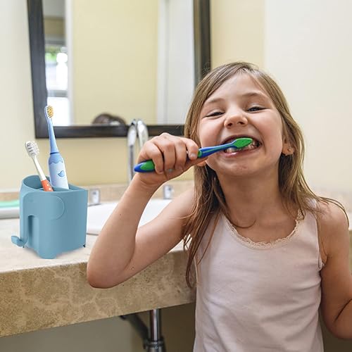 Miniatura 5 de Soporte para cepillos de dientes para niños, lindo soporte para cepillos de dientes de elefante para niños, soporte para pasta de dientes para baño,