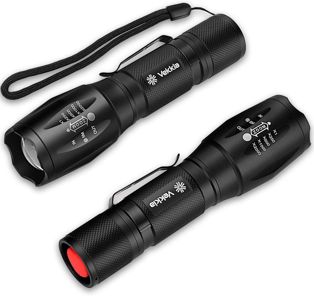 2 Pack Super Bright Led Flashlights with Belt Clip, High Lumens Flashlight with Zoomable Focus, 3 Modes, IPX6 Waterproof. Flash Light Built to Last. Great Gift for Camping, Hiking & Home USE