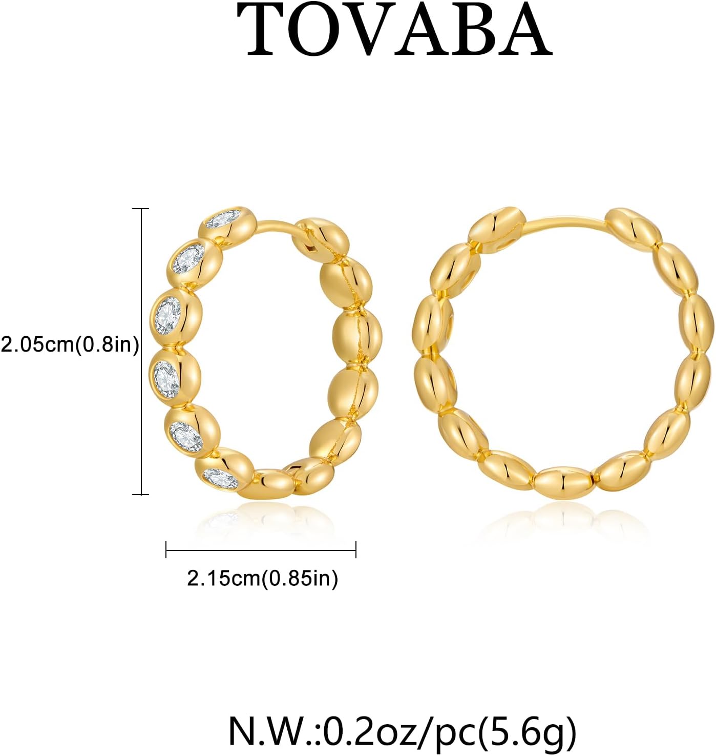 Gold Hoop Earrings For Women Zircon Statement Earrings With Bead Dot Huggie Earring Trendy Jewelry Presents - Image 7