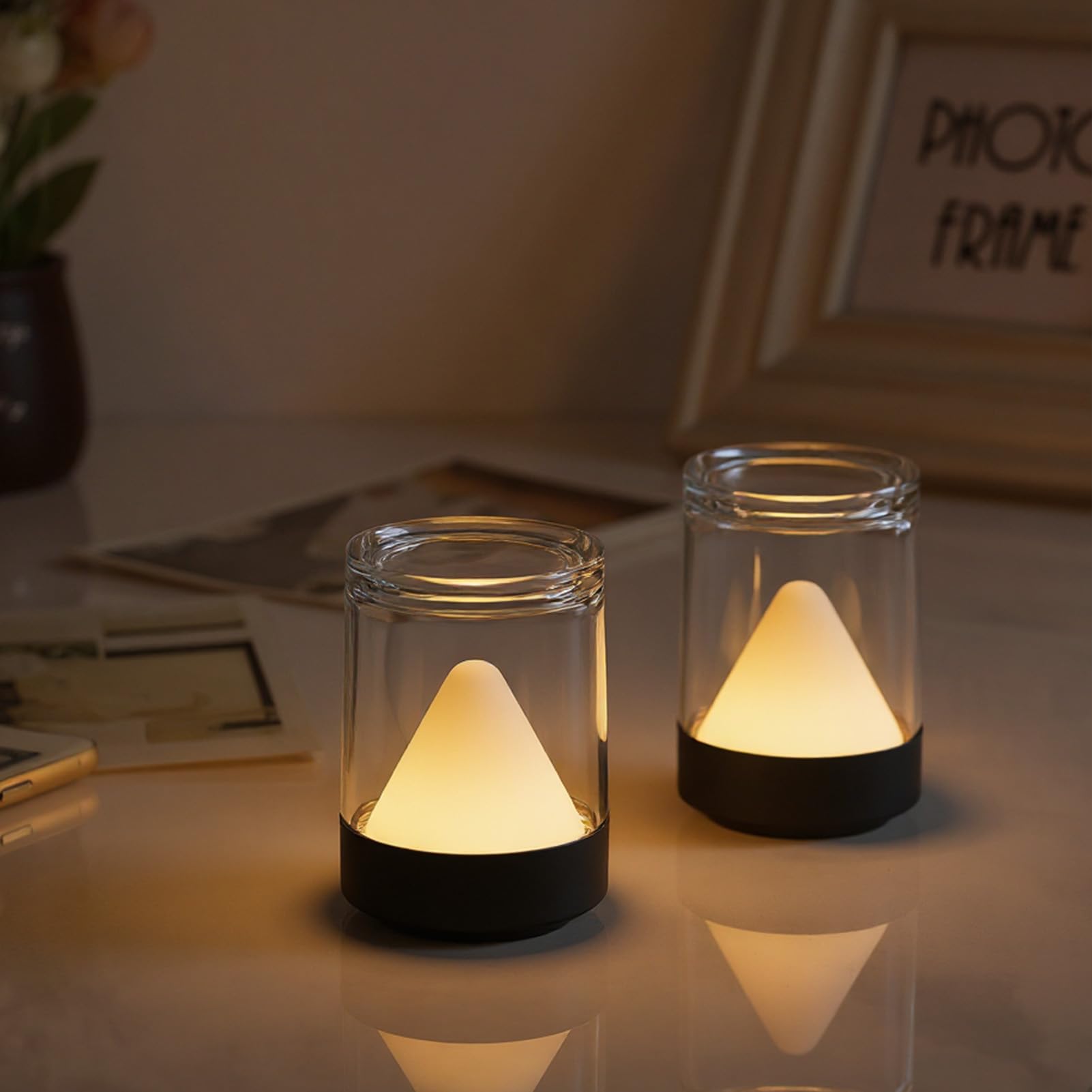 uuffoo Mini Rechargeable Night Lights with Charging Base 4-Pack Small Transparent Shower Table Lamps with 7 RGB Color — view 8