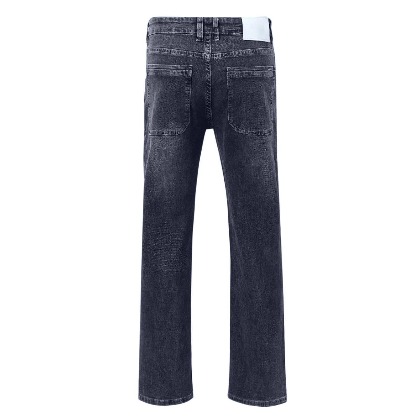 Generisch Baggy Jeans da uomo stretch Streetwear Denim Pants Molte tasche Straight Leg Tinta unita Casual Denim Pantaloni Y2K Jeans Uomo Casual Regular Fit Jeans Slim Fit