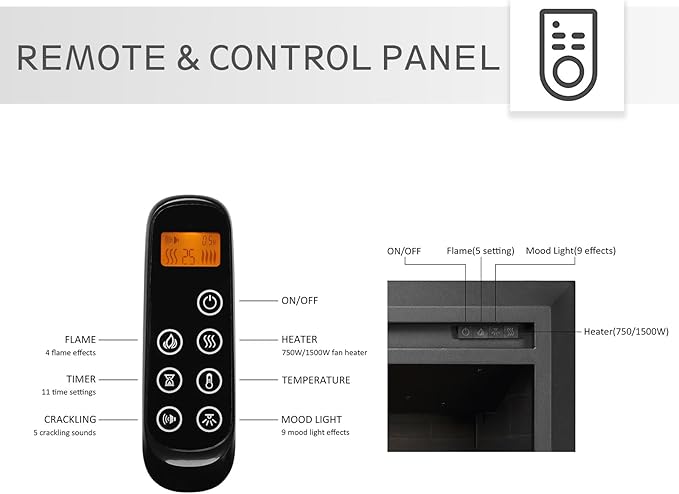 Chimenea Eléctrica LegendFlame Carl 30" Insertable, Calefactor 750/1500W miniatura 5