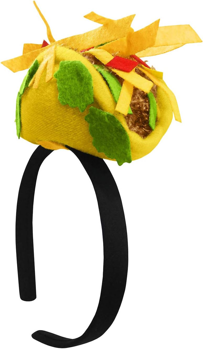 Nicky Bigs Novelties Taco Hat For Adults, Mini Taco Headband, Funny Headbands for Adults, Funny Food Hat, Crazy Hats Women