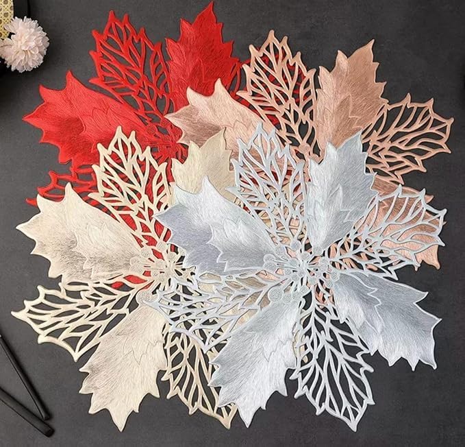 Image of HomeCloud PVC Material Round Shape Table Mat, Dining Table Mat,Table Placemats, Round Mats,Best for Bed-Side Table /Center Table, Dining Table /Shelves (Floral Hoop Silver, Set of 1)