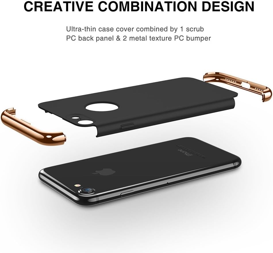 NAISU iPhone 7/8 Case, iPhone 7/iPhone 8 Back Cover, Ultra Slim & Rugged Fit Shock Drop Proof Impact Resist Protective Case, 3 in 1 Hard Case for Apple iPhone 7/8 - Black