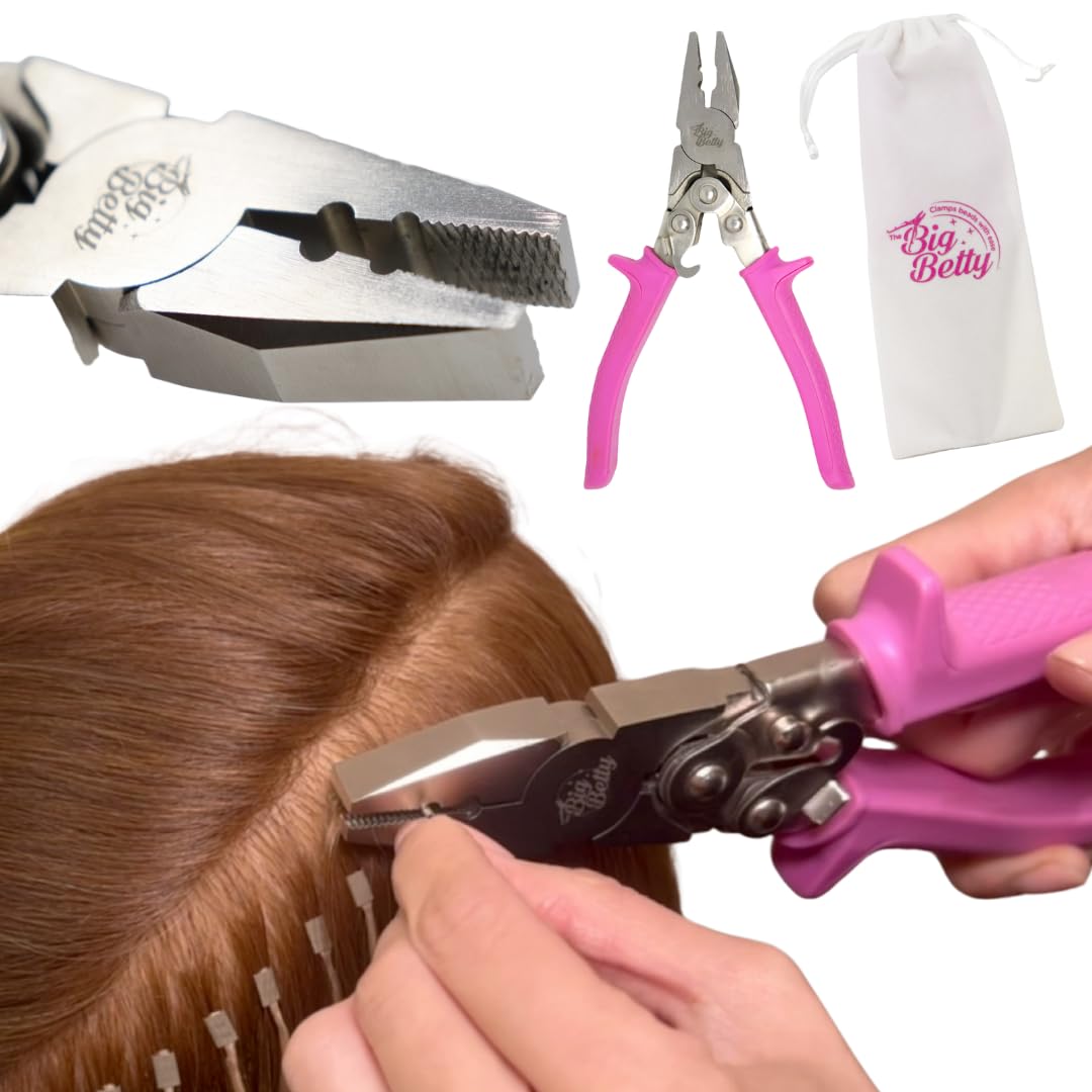 Big Betty Hair Extensions Pliers, Professional Non-Slip Strong Hair Extension Clamp Tool, No-Slip Grip Applicator, Best Tool for Micro Links, Beads, Keratin Extensions Remover Tool, Salon Quality