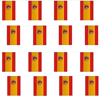 Spanish Flag Bunting - 10m 33ft - 20 Flags - Plastic all Weather Spain Bunting Decoration for Indoor Outdoor Sporting Events, Street Parties, Festivals and Celebrations