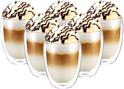 FZZDP - 6 vasos de té de doble pared de 11.8fl oz, taza de té de cerveza, café, hecho a mano, creativo, bebidas, transparentes, vasos