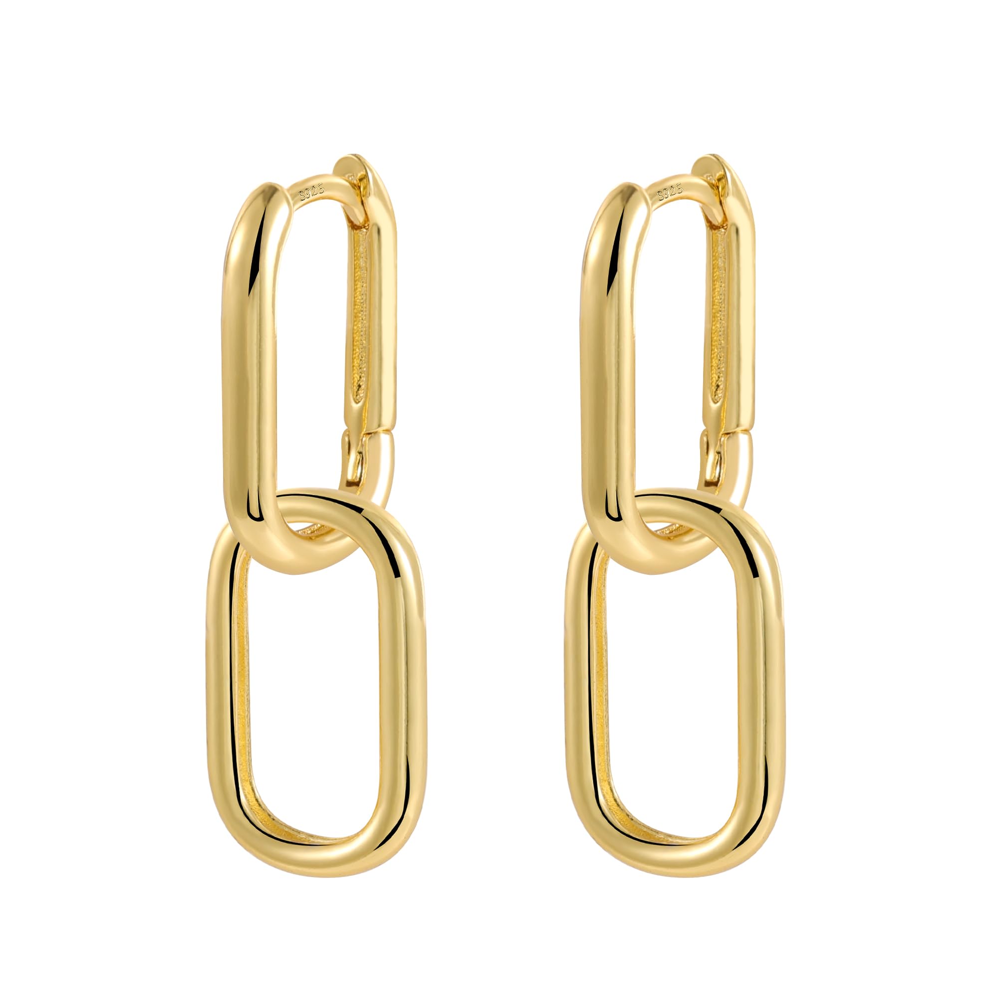 ALEXCRAFT Orecchini Donna Cerchio Ago Argento 925 Geometrici 14K Oro Placcato