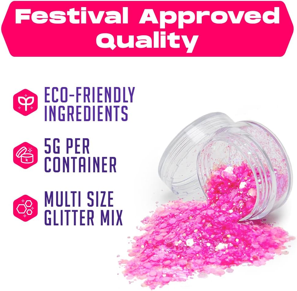 Pink Biodegradable Glitter Makeup | Plant Based, Hair, Face or Body | Cosplay, EDM Music Festival and Rave Accessory | 5 Grams of Chunky Glitter image 4