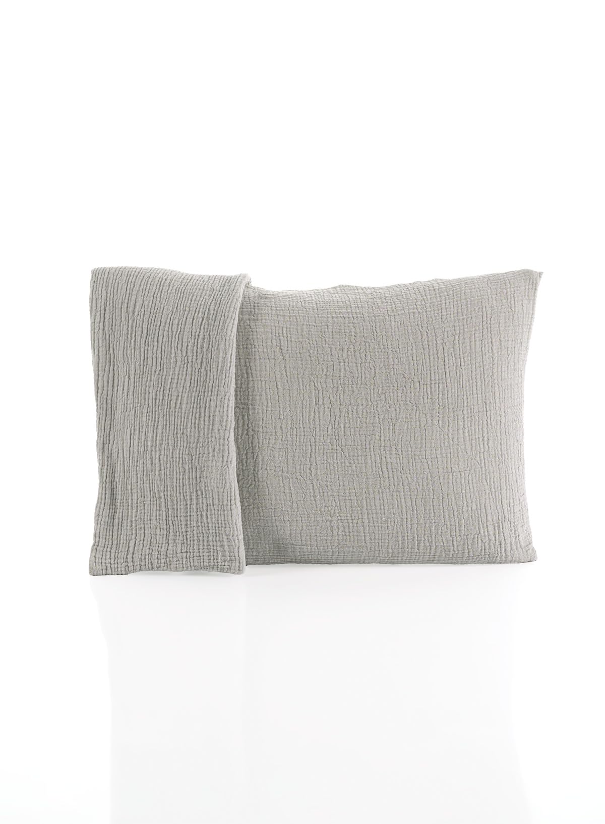 RAYME TEKSTIL Müslin Yastık Kılıfı 2 Adet Set, 50x70 cm 100% Pamuk Yumuşak Nefes Alabilir Kapaklı 4 Katlı Muslin Kumaş Düz Renk Yastık Kılıfları (Gri, 50x70 cm (2 Adet))