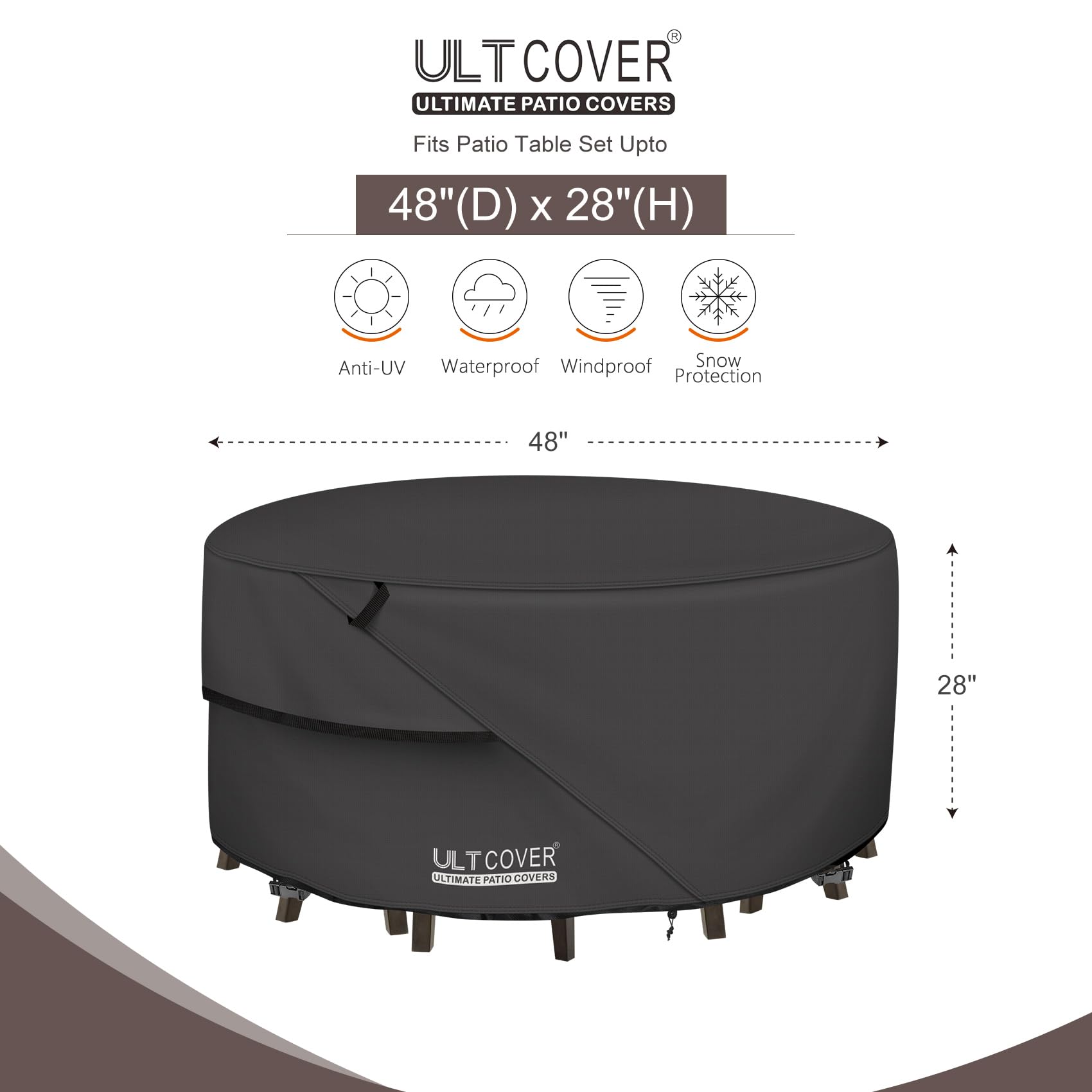 ULTCOVER Abdeckung Für Runde Terrassenmöbel – Wasserdicht, 152 Cm Durchmesser