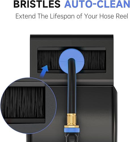 Miniatura 2 de GARDENJOY Carrete de manguera de jardín retráctil, manguera de jardín resistente de 100 pies x 12 pulgada con soporte giratorio de 180 , boquilla