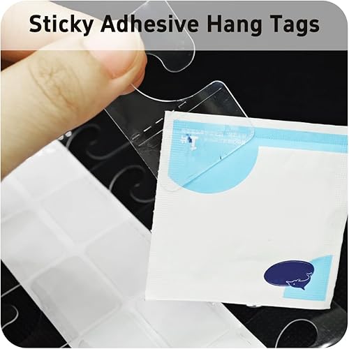 Miniatura 3 de 300 pestañas adhesivas transparentes para colgar, etiquetas autoadhesivas de 1.65 x 1.06 pulgadas, pestañas colgantes de plástico resistente para